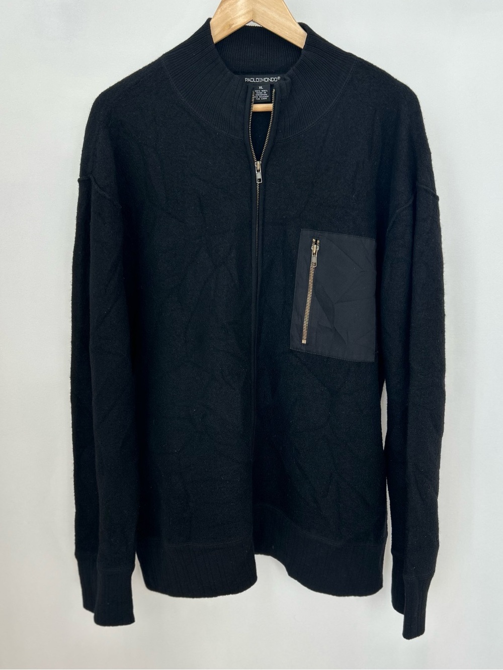 Paolo Mondo 100% Wool Full-Zip Knit Cardigan Sweater Jacket - Men's XL (24.5x30)